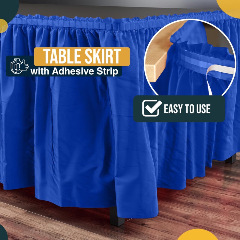 Exquisite Ruffle Table Skirt Dark Blue 6 Pack 14 Ft Long Table Skirts for Rectangle Tables 6ft Plus or Round Tables Skirts with Adhesive Strip for Gender Reveal Decor & Happy Birthday Parties - Image 3